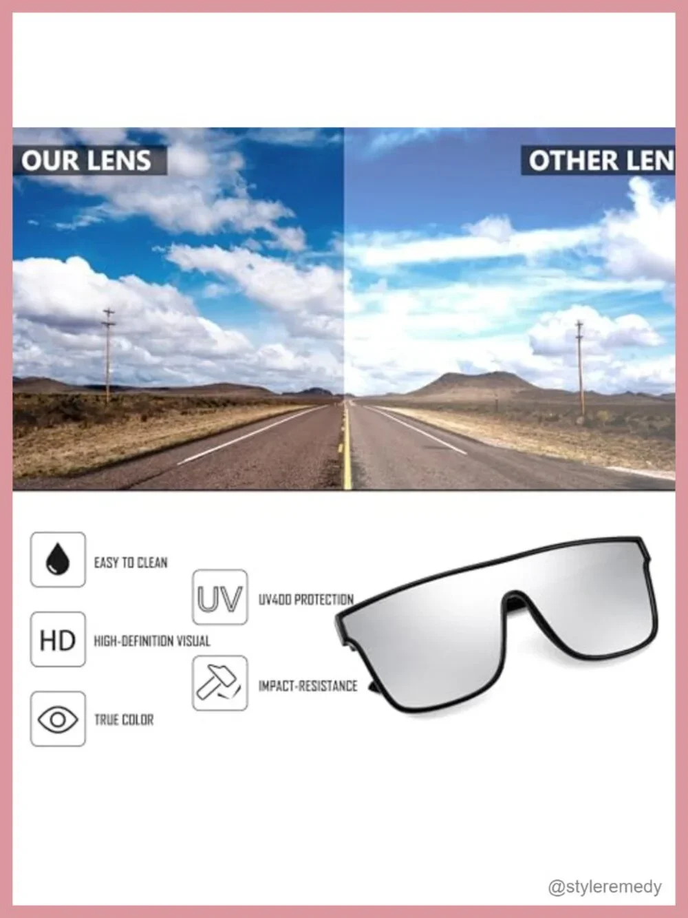 Oversized Square Mirrored Sunglasses with UV400 Protection